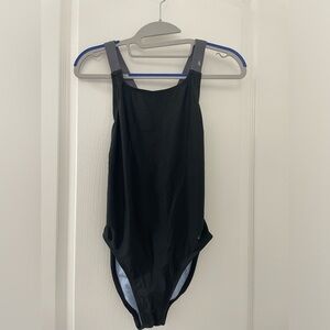 Champion women's S(4-6) unilned one-piece swimsuit black wide strap open back